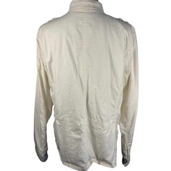 Old Navy Womens XL Utility Jacket Ivory Linen Blend Multiple Pockets - Picture 2 of 10